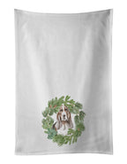 Basset Hound Tricolor Christmas Wreath Kitchen Towel Set of 2