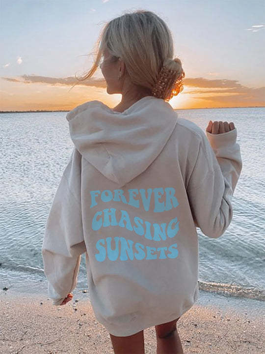 3D Printed Colorful Letter Loose Hooded Sweater