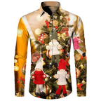 Men's Casual Christmas Cotton Spandex Shirt