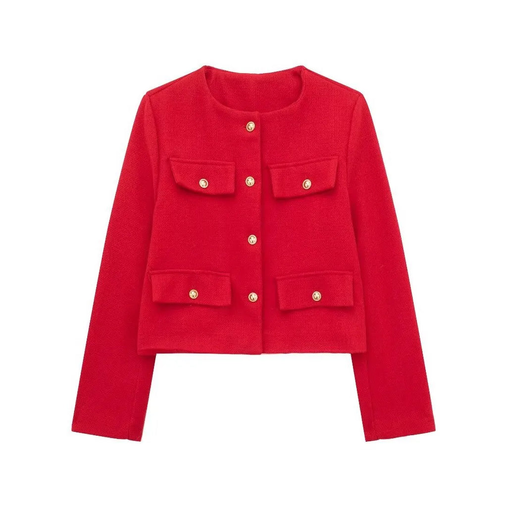 Fashion Casual All-match Flip Trim Short Coat