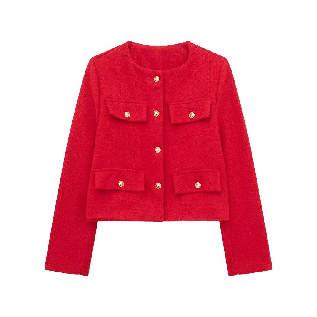 Fashion Casual All-match Flip Trim Short Coat