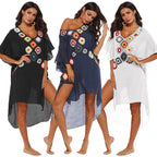 Women's Sexy Deep V Crochet Beach Cover-Up Dress A191230