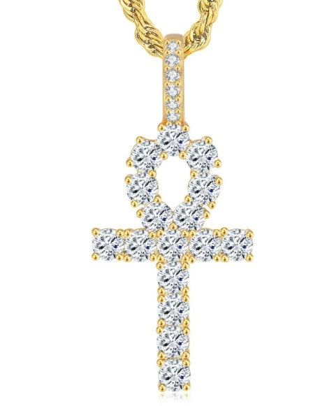 Iced Ankh Cross Necklace
