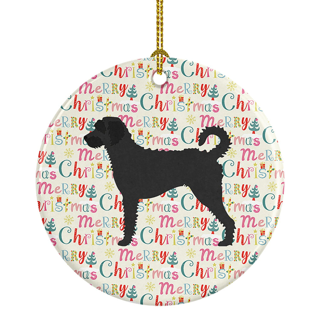 Labradoodle Merry Christmas Ceramic Ornament
