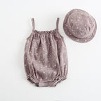 Korean Style Baby Girl Cotton Bodysuit with Hat