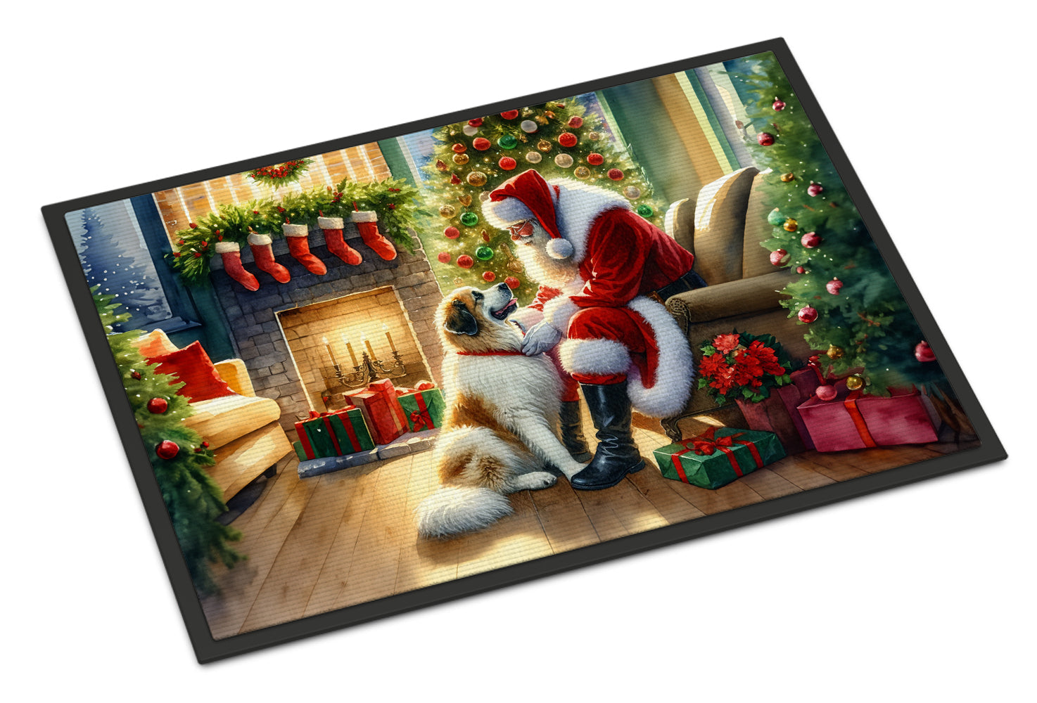 Great Pyrenees and Santa Claus Doormat