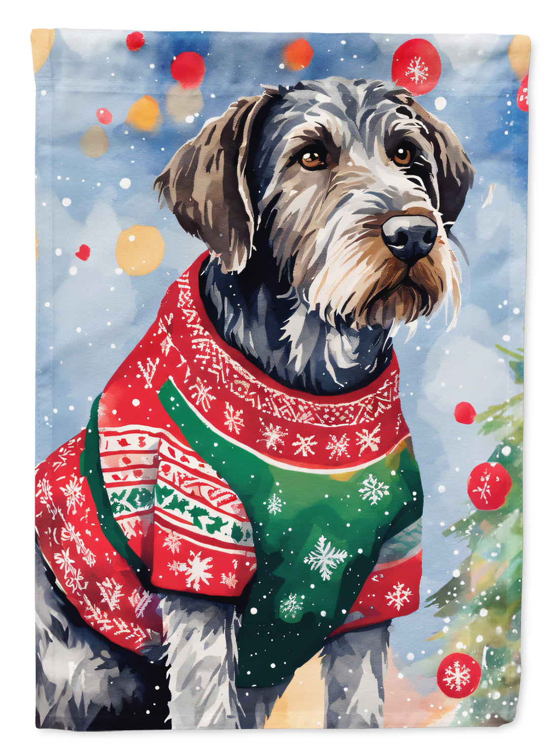 German Wirehaired Pointer Christmas House Flag