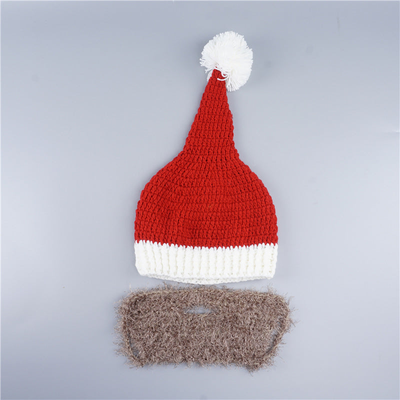 Men's Knitted Santa Hat with Removable Beard | Embroidered Cap