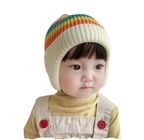 Girls' Knitted Wool Earmuffs and Hat Set | Embroidered Cap