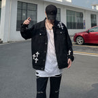 Hip-Hop Loose Embroidered Denim Jacket for Men