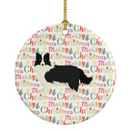 Border Collie Merry Christmas Ceramic Ornament