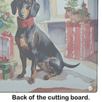 Dachshund Cozy Christmas Glass Cutting Board