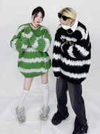 Striped Women's Sweater - Retro American Casual Knitwear