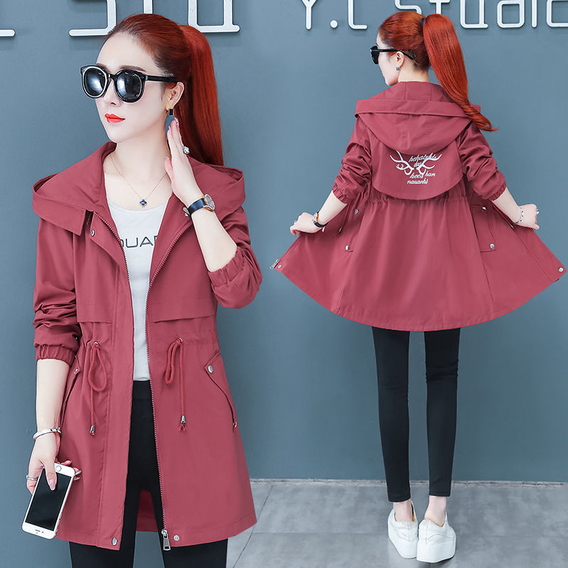 Korean Style Mid-Length Slim Autumn Windbreaker Jacket