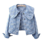 Denim Jacket with Large Collar (One Piece)