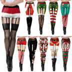 Digital Print Slim-Fit Leggings for Christmas Party