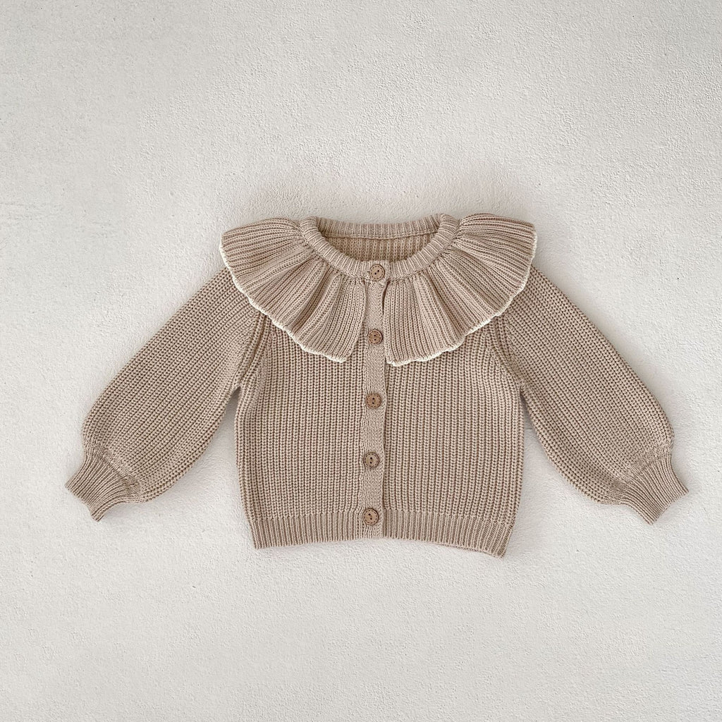 Ruffled Bow Tie Knitted Coat for Baby Girls