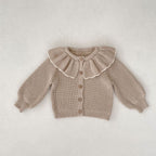 Ruffled Bow Tie Knitted Coat for Baby Girls