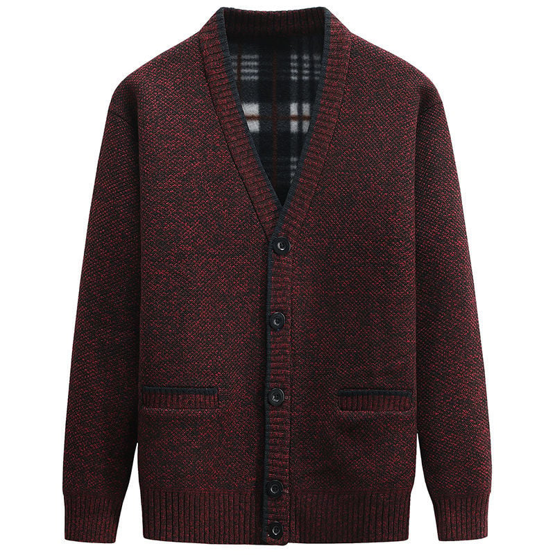Men's V-Neck Slimming Thick Cardigan Sweater