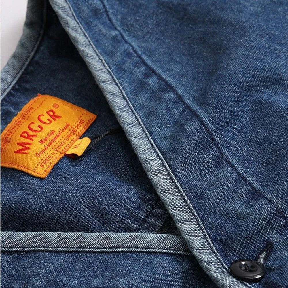 2024 Japanese Retro V-Neck Denim Jacket for Men