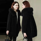 2023 Women's Sheepskin Coat with Fox Fur Trim