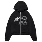 Thickened Plush Hoodie with Cute Cartoon Print | Streetwear