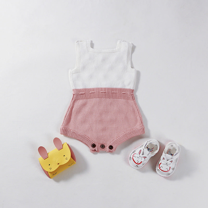 Colorful Knitted Baby Bodysuit and Crawling Outfit