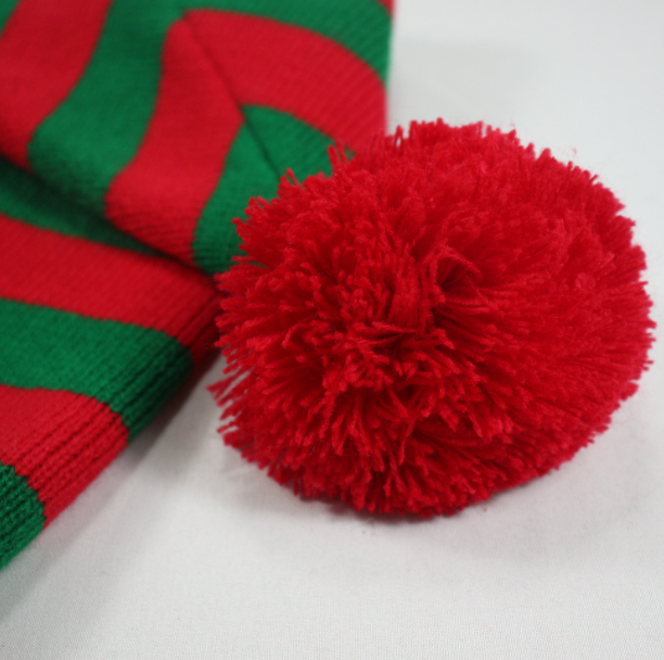 Red and Green Christmas Knitted Woolen Cap | Embroidered Cap