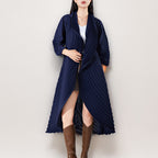 "Manual Crimping Long Female Trench Coat"
