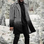 Men's Woolen Mid-length Trench Coat with Stand Collar