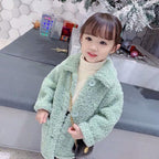 Thick Mid-length Lamb Wool Coat for Girls
