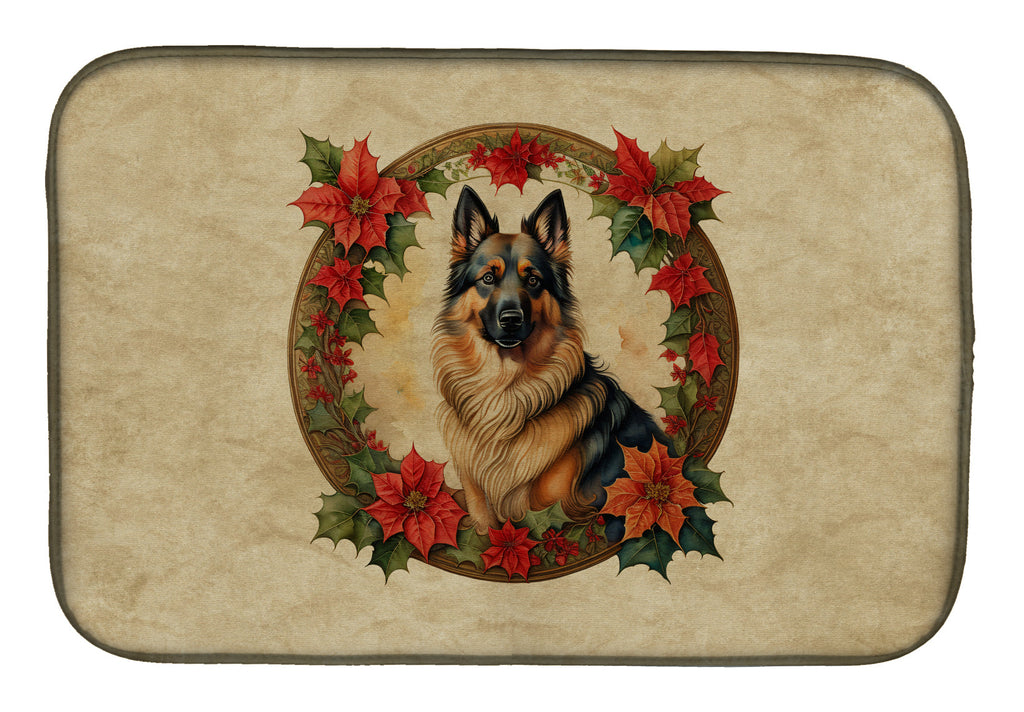 Belgian Tervuren Christmas Flowers Dish Drying Mat