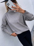 High-neck Women's Multi-panel Pullover Sweater | Streetwear