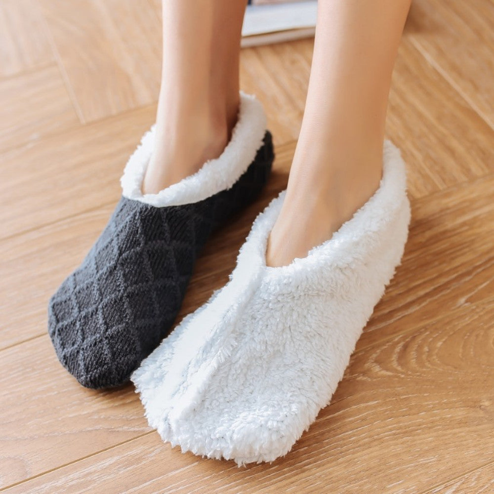 Solid Color Lamb Fleece Floor Socks for Fall & Winter