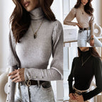 Women's High Collar Pullover Sweater with Pile Design | Streetwear