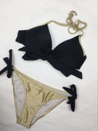 Two-Piece Shiny Fabric Bikini Set for Women