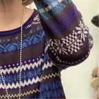 Limiguyue Retro Jacquard Pattern Wool Sweater for Women