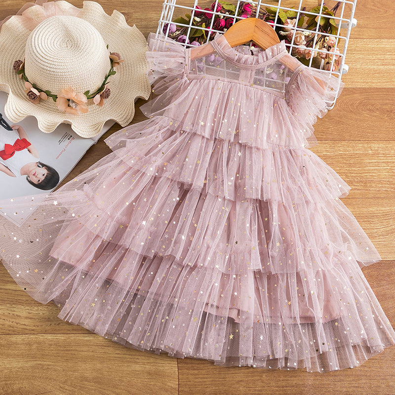 Lace Christmas Dress for Girls 3-8Y Party Gown