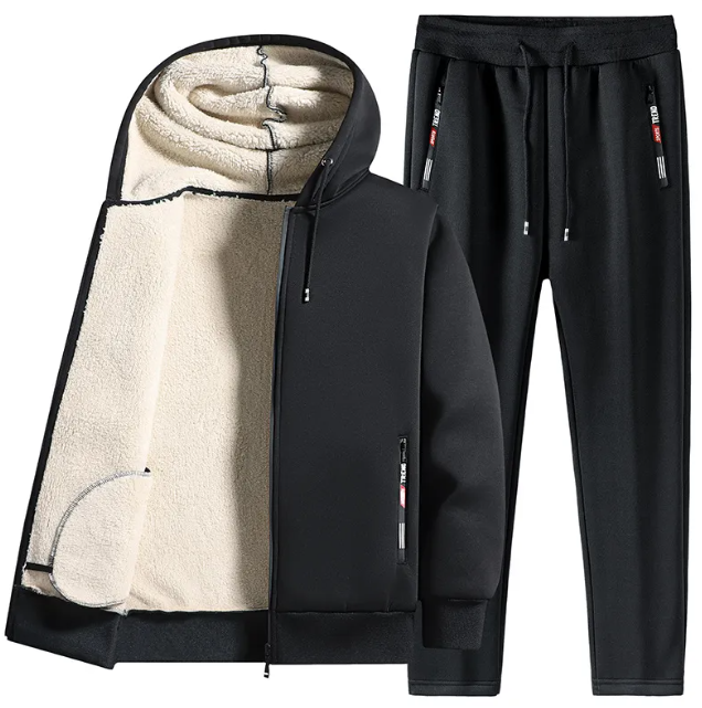 Men's Winter Plush Fleece Jacket & Jogger Set