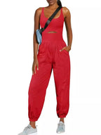 Camisole Tracksuits Romper with Pockets (One Set)