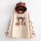 Hooded Fleece Sweatshirt with Long Sleeves and Ears | Streetwear