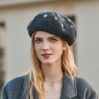 Polka Dot Wool Beret Hat for Women and Girls | Embroidered Cap