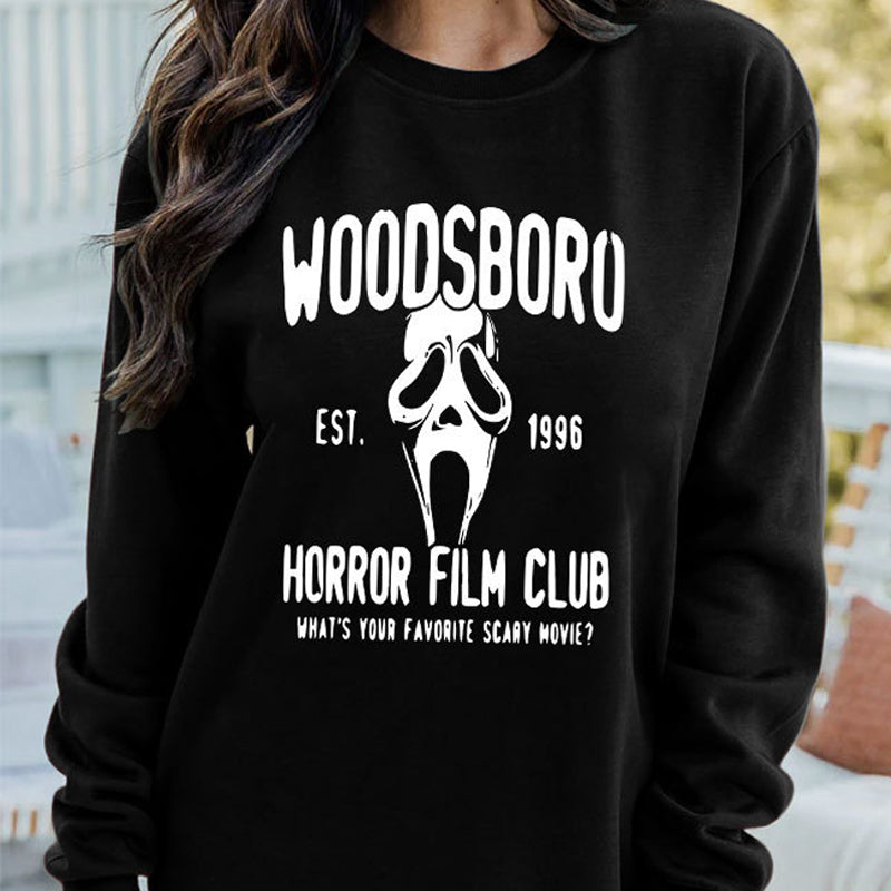 WOODSBORO Printed Long Sleeve Round Neck Sweater