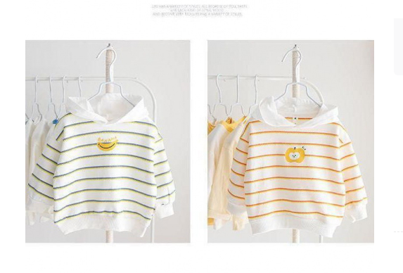 Striped Women's Sweater with Round Neck and Long Sleeves