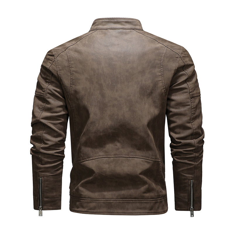 Men's Fashion Leather Jacket with Stylish Lapel and Zipper