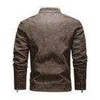 Men's Fashion Leather Jacket with Stylish Lapel and Zipper