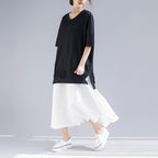 Women's V-Neck Color Block Midi Dress (Two-Piece)