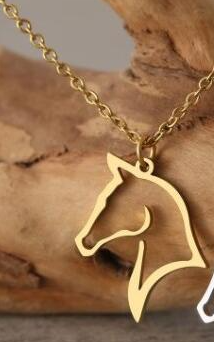 Minimalist Horse Head Outline Pendant Necklace
