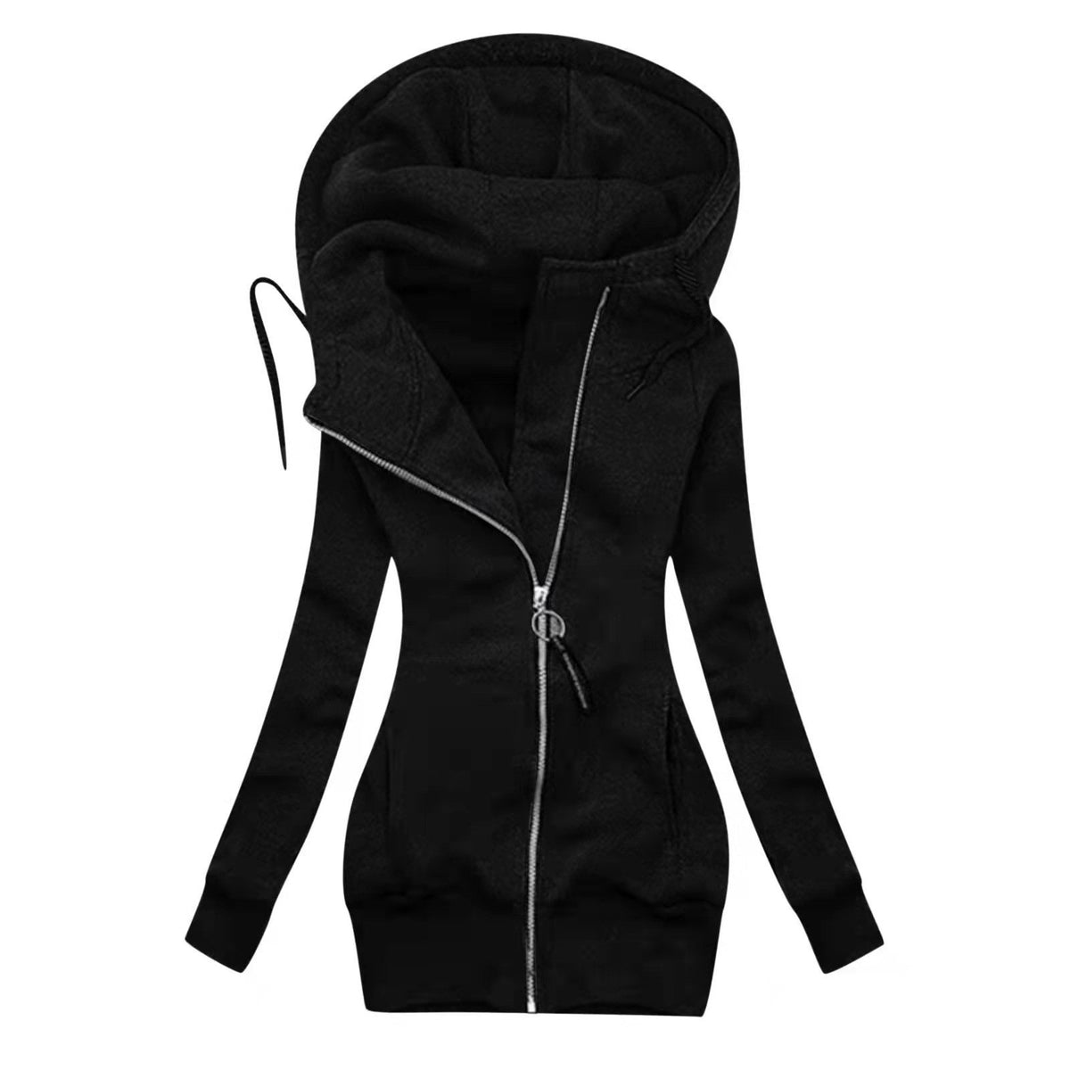 Solid Color Mid-Length Zipper Cardigan Sweater