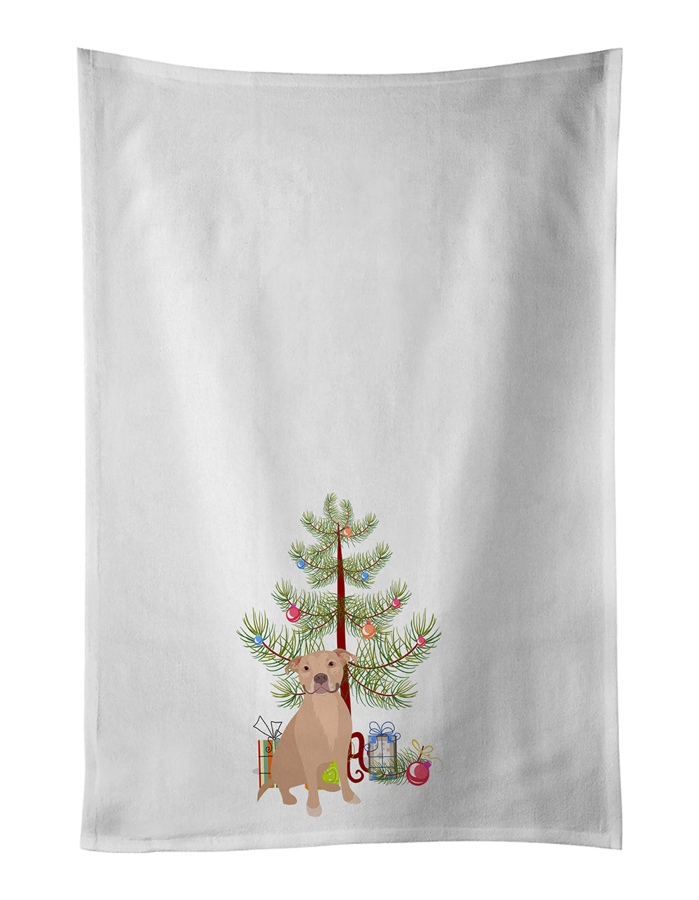 Pit Bull Fawn #1 Christmas Kitchen Towel Set of 2